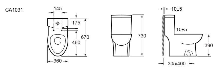 Bàn cầu 1 khối Elimen CA1031-300