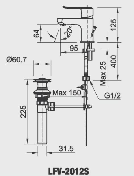 Bộ vòi chậu Inax LFV2012S