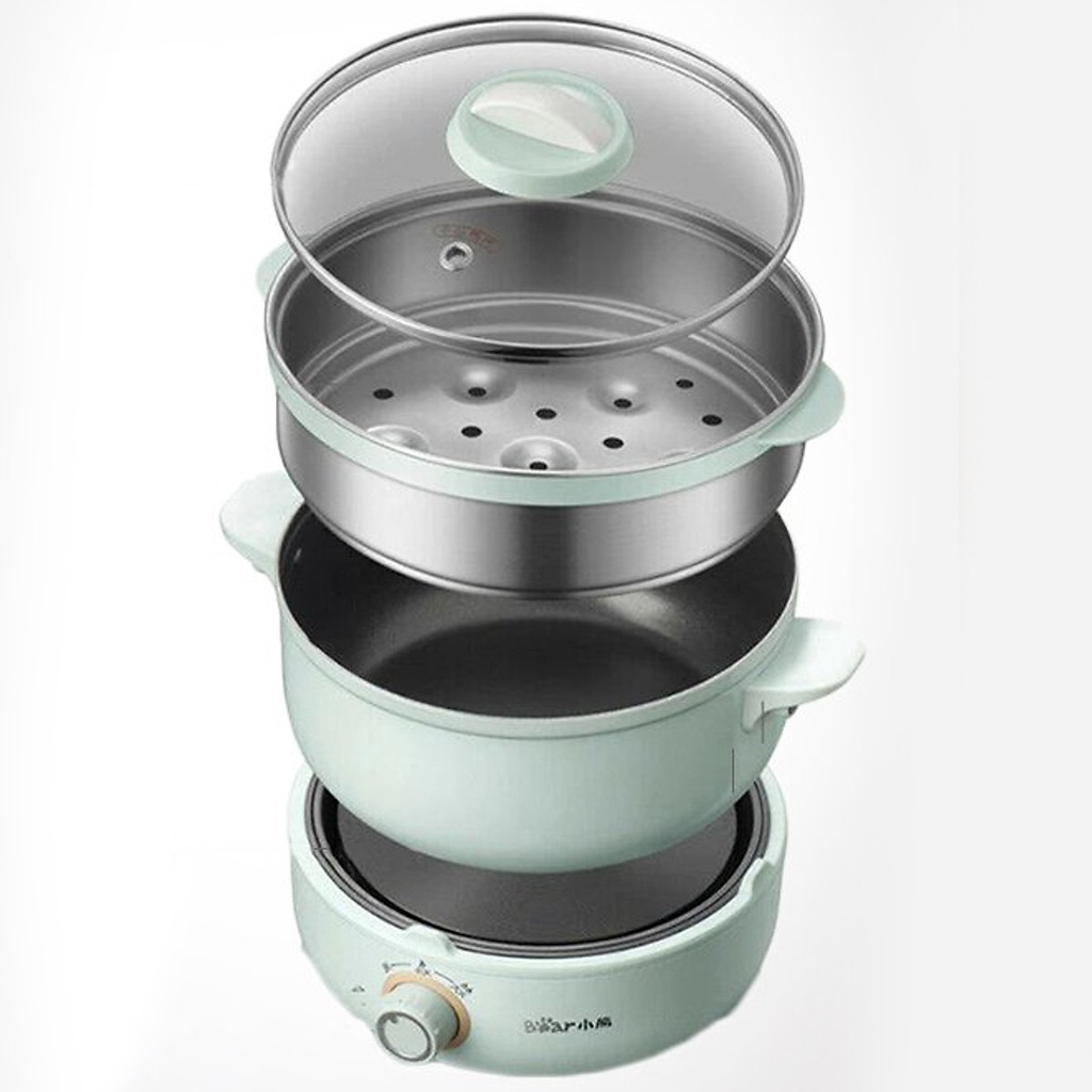 Nồi điện Bear MC B25V1 đa năng 2.5L lồng hấp xanh lam