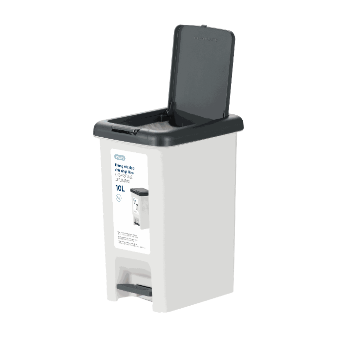 Thùng rác đạp Inochi chữ nhật Hiro 10L