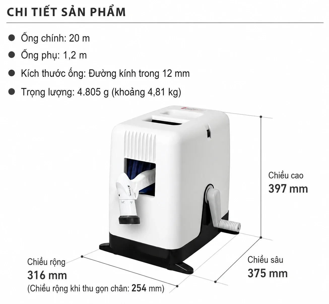 [99209] RC220TNB Bộ vòi thu rút tưới vườn Boxy (NB) 20m