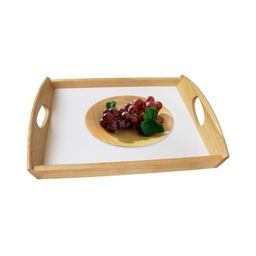 [16833] Khay Đức Thành 27731 oval có tay cầm gỗ tự nhiên