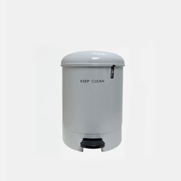 [21521] Thùng rác đạp DKW HH-297P 9L trắng ghi BK01C dia29xH37cm nhựa