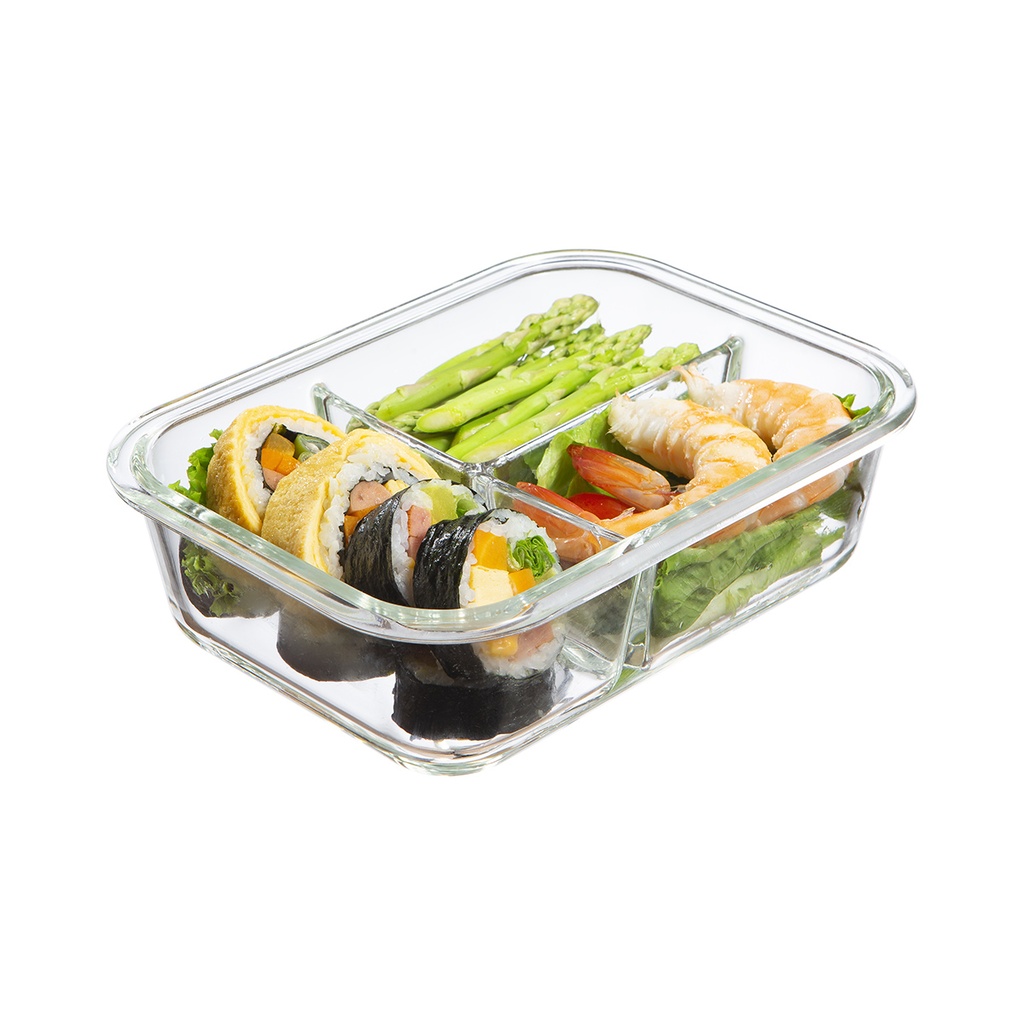 Hộp thủy tinh Inochi chữ nhật Nikko 1040ml 3 ngăn