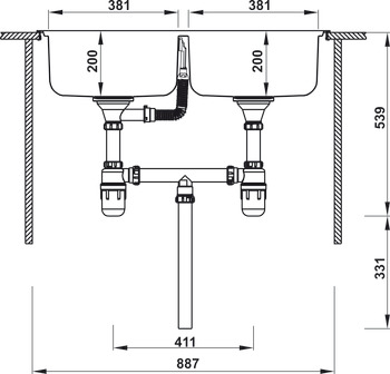 Chậu bếp đôi Hafele HS-SD8648 thép không gỉ 567.20.493