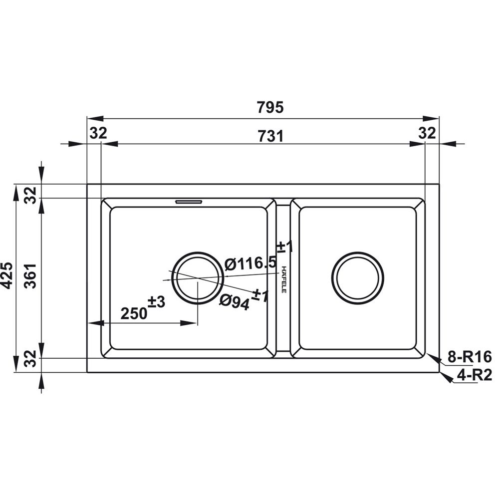 Chậu đá Hafele HS22-GEN2S90 577.25.510