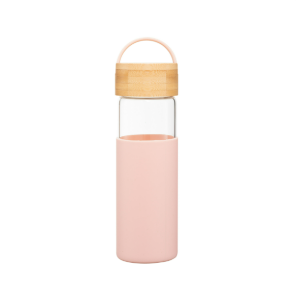 Bình nước thủy tinh Inochi Nikko bọc silicon có quai 550ml