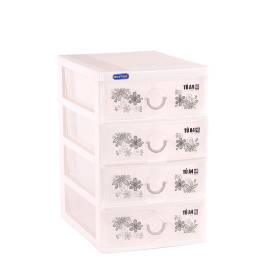 [16498] Tủ A4 nắp bằng Duy Tân 343/4 4 ngăn trắng