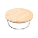 Hộp thủy tinh Inochi Nikko tròn nắp tre 950ml