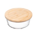 Hộp thủy tinh Inochi Nikko tròn nắp tre 650ml