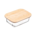 Hộp thủy tinh Inochi Nikko chữ nhật nắp tre 1050ml