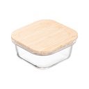 Hộp thủy tinh Inochi Nikko vuông nắp tre 800ml