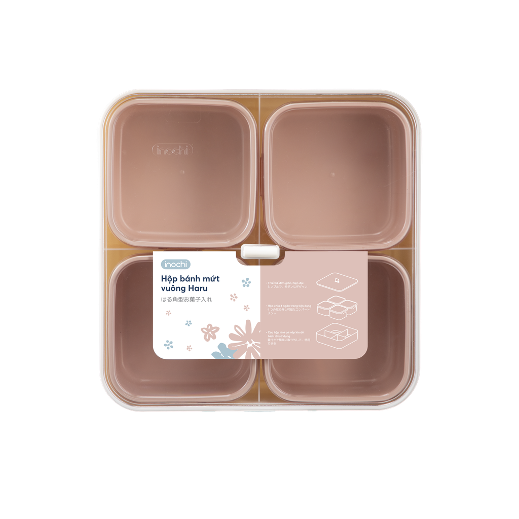 [16696] Hộp bánh mứt Inochi vuông Haru hồng