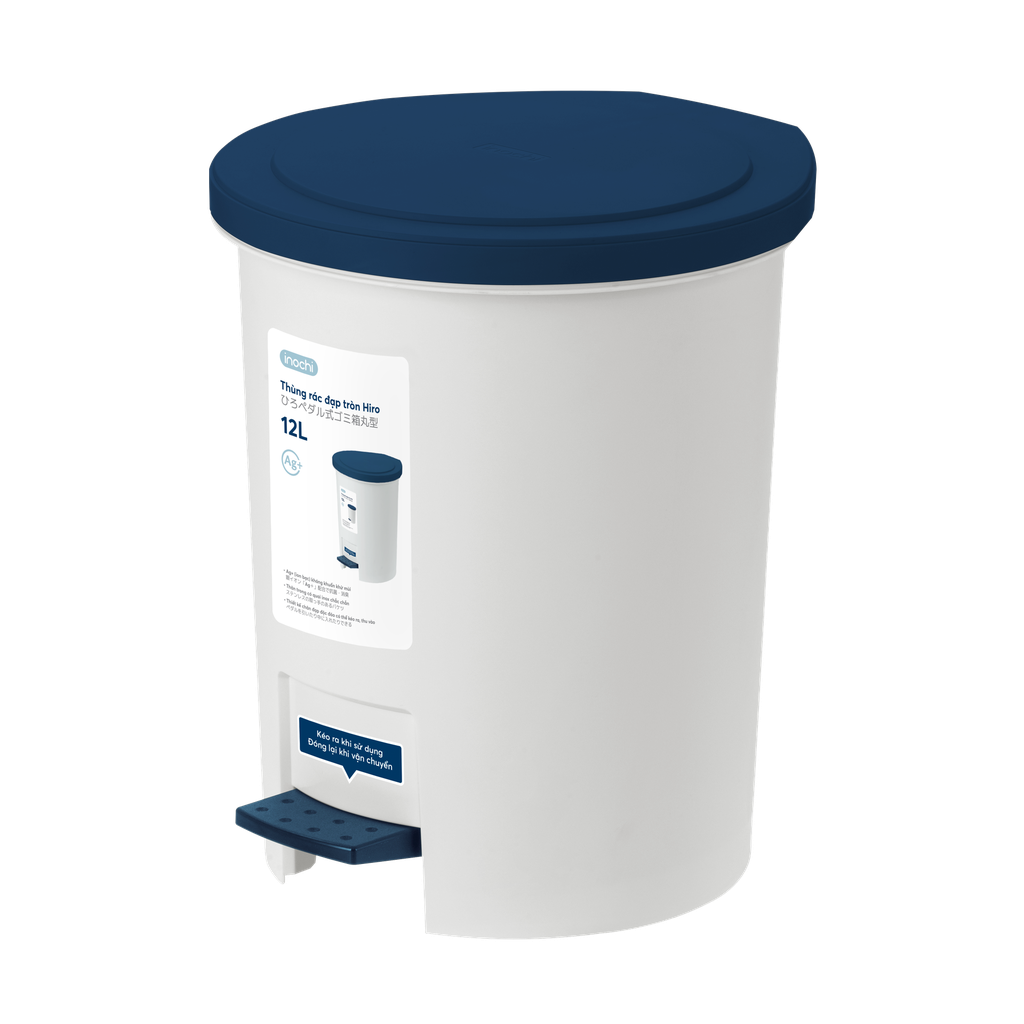 [16791] Thùng rác đạp Inochi tròn Hiro 12L