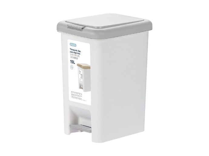 Thùng rác đạp Inochi chữ nhật Hiro 15L