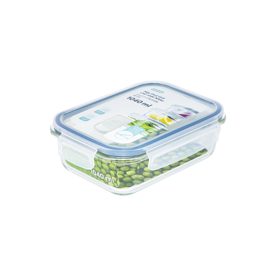 Hộp thuỷ tinh Inochi chữ nhật Nikko 1040 ml