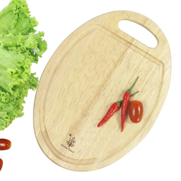 [16854] Thớt Đức Thành 01255 oval có rãnh 280 gỗ tự nhiên