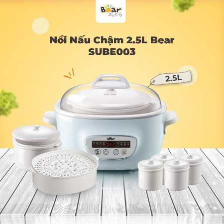 [16937] Nồi nấu chậm Bear SUBE003 2.5L Blue