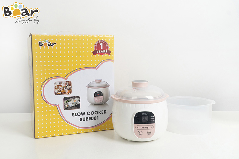 [16939] Nồi nấu chậm Bear Sube001 0.8L hồng