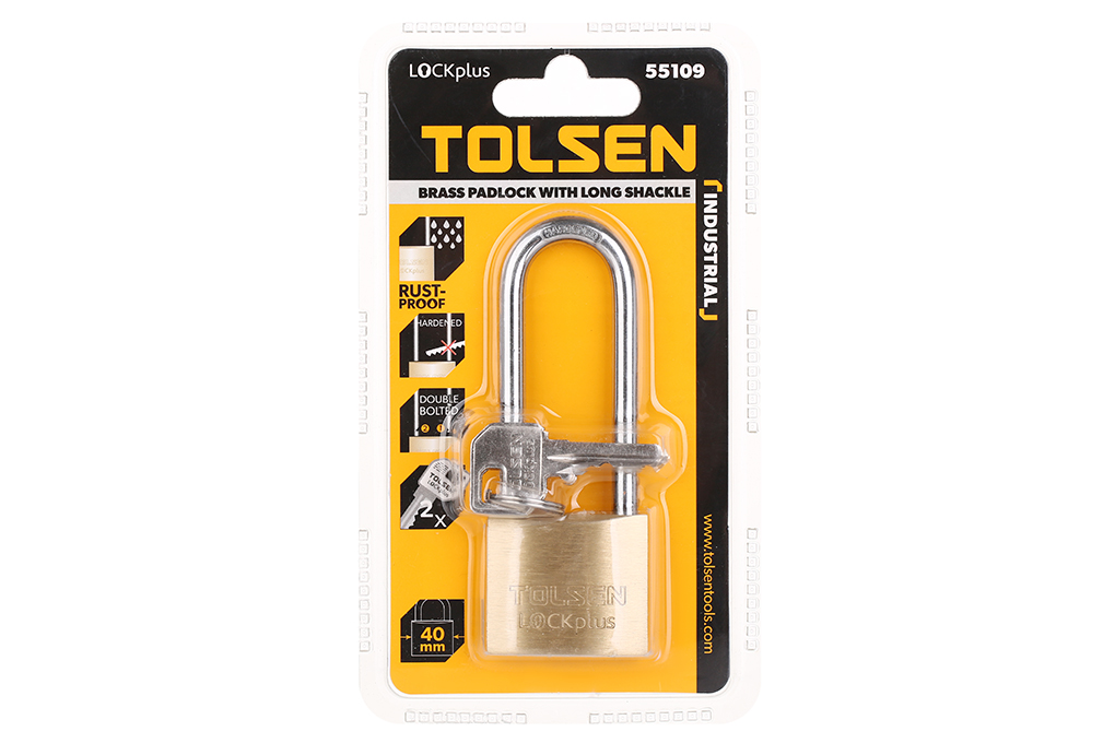 Ổ khóa công nghiệp Tolsen 55109 bằng đồng cùm dài 40mm