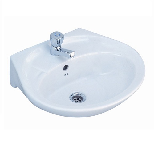 [18483] Chậu Cotto C013 treo tường 1 lỗ 500x420x195 trắng
