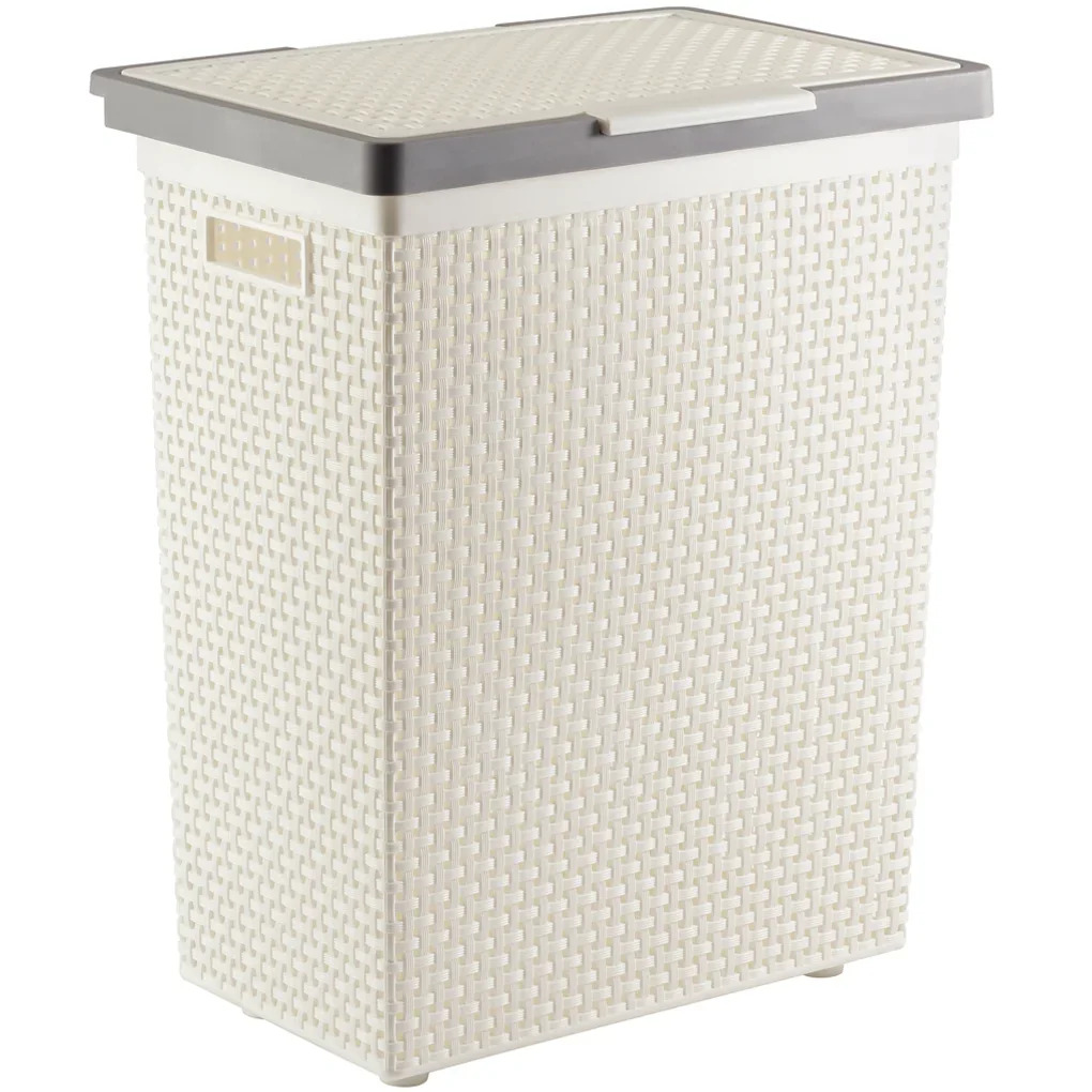 [21478] Giỏ đựng quần áo DKW HH-1120L có nắp kem CR21 29.5x44xH52cm nhựa