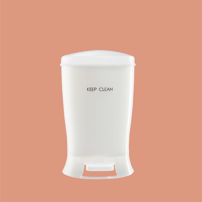 Thùng rác đạp DKW HH-2510P 12L trắng WH21 25.8x32.3xH41.2cm nhựa