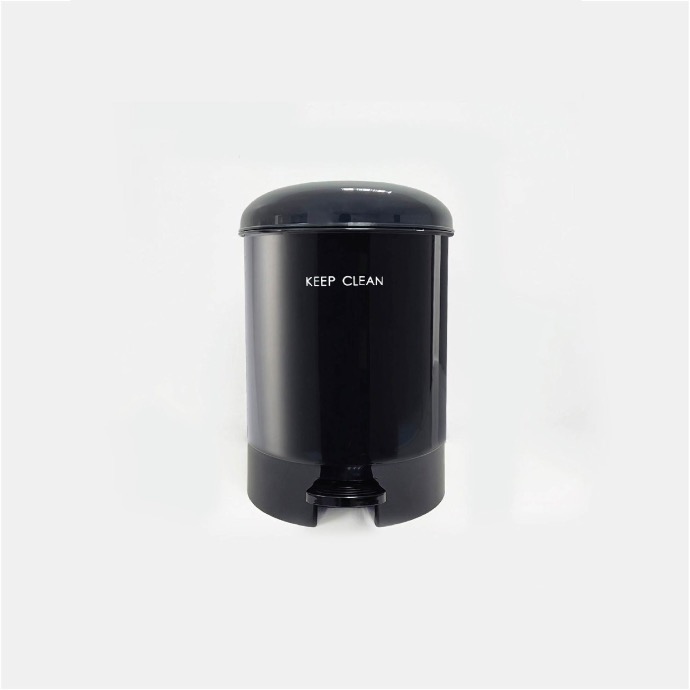 Thùng rác đạp DKW HH-297P 9L đen BK01C dia29xH37cm nhựa