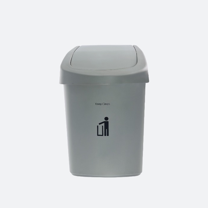 Thùng rác nắp lật DKW HH-207P 25L trắng ghi WH10T 28x34.3xH51cm nhựa