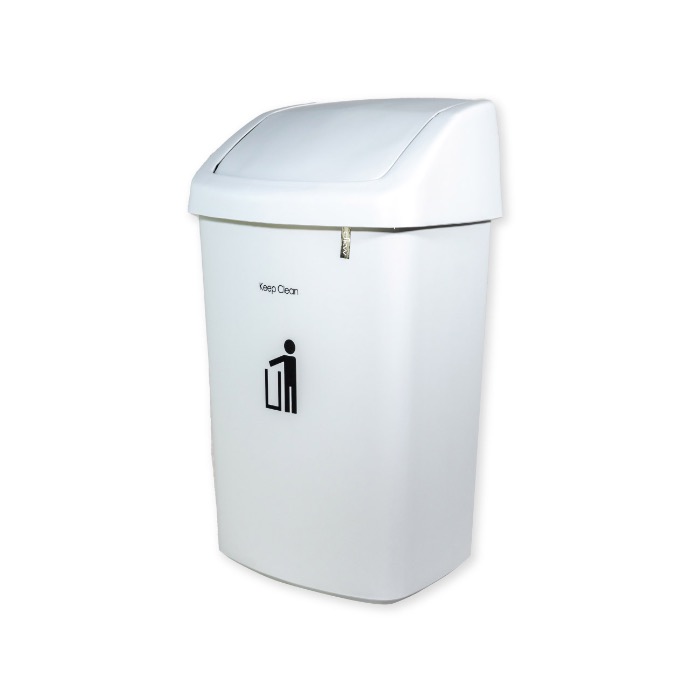[21525] Thùng rác nắp lật DKW HH-206P 50L trắng ghi WH10T 33.8x40.4xH66cm nhựa