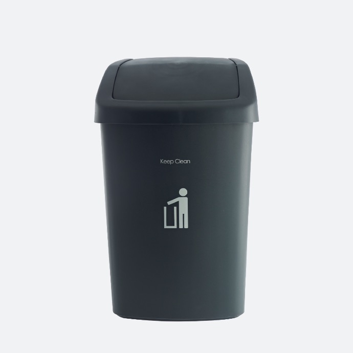 [21526] Thùng rác nắp lật DKW HH-206P 50L ghi sẫm GR11C 33.8x40.4xH66cm nhựa