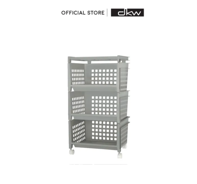 [21545] Kệ nhựa 3 tầng DKW HH-1070/3W trắng ghi WH10T 33.5x42.8xH79.3cm nhựa