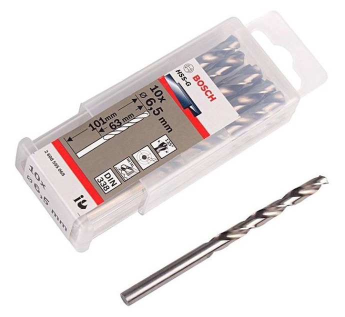 Mũi khoan sắt BOSCH HSS-G 6.5mm 10PCS 2608595068