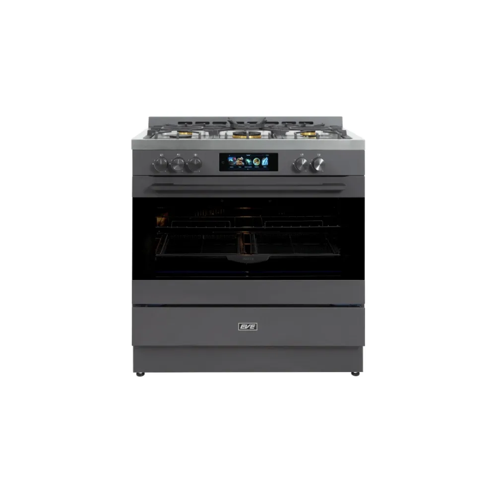 [84568] Bếp ga EVE 5 vùng nấu, kèm lò nướng di động JASPER MATT GRAPHITE, KT 90 cm