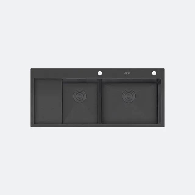 Bộ chậu rửa bát EVE 2 hố CARBONYTE 1200/520 RH, KT 1200x520 mm