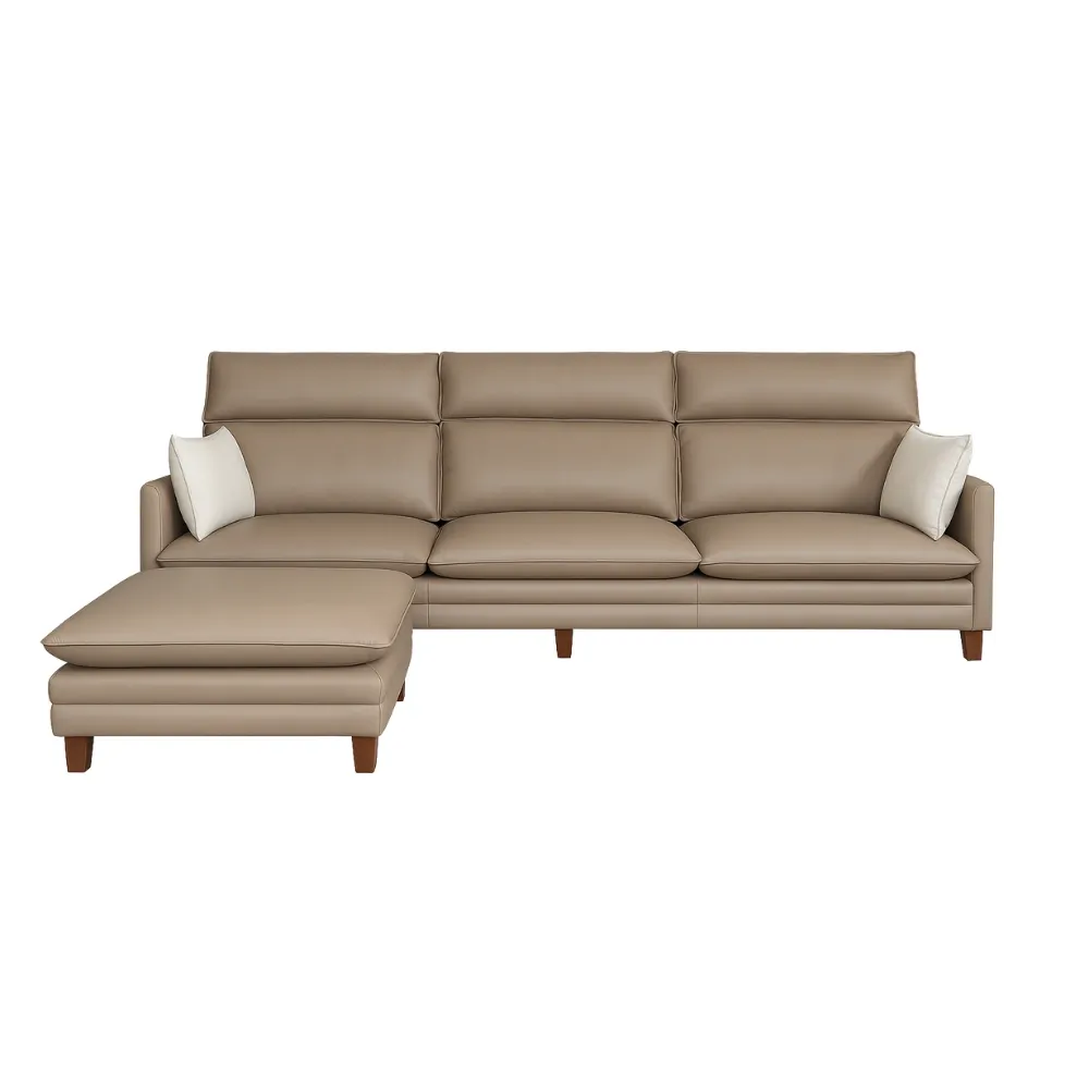 [85380] Bộ ghế sofa văng kèm đôn bọc da Jasmine
