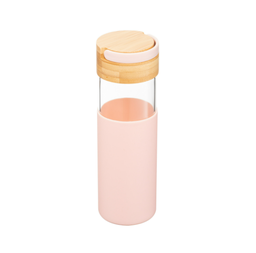 [16653] Bình nước thủy tinh Inochi Nikko bọc silicon có quai 550ml