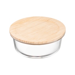 [16656] Hộp thủy tinh Inochi Nikko tròn nắp tre 400ml