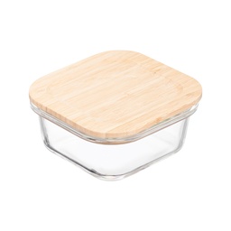 [16662] Hộp thủy tinh Inochi Nikko vuông nắp tre 320ml