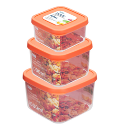 [16818] Bộ 3 hộp thực phẩm Inochi vuông Hokkaido 500 1000 2000ml