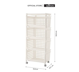 [21547] Kệ nhựa 4 tầng DKW HH-1070/4W trắng ghi WH10T 33.5x42.8xH102.3cm nhựa